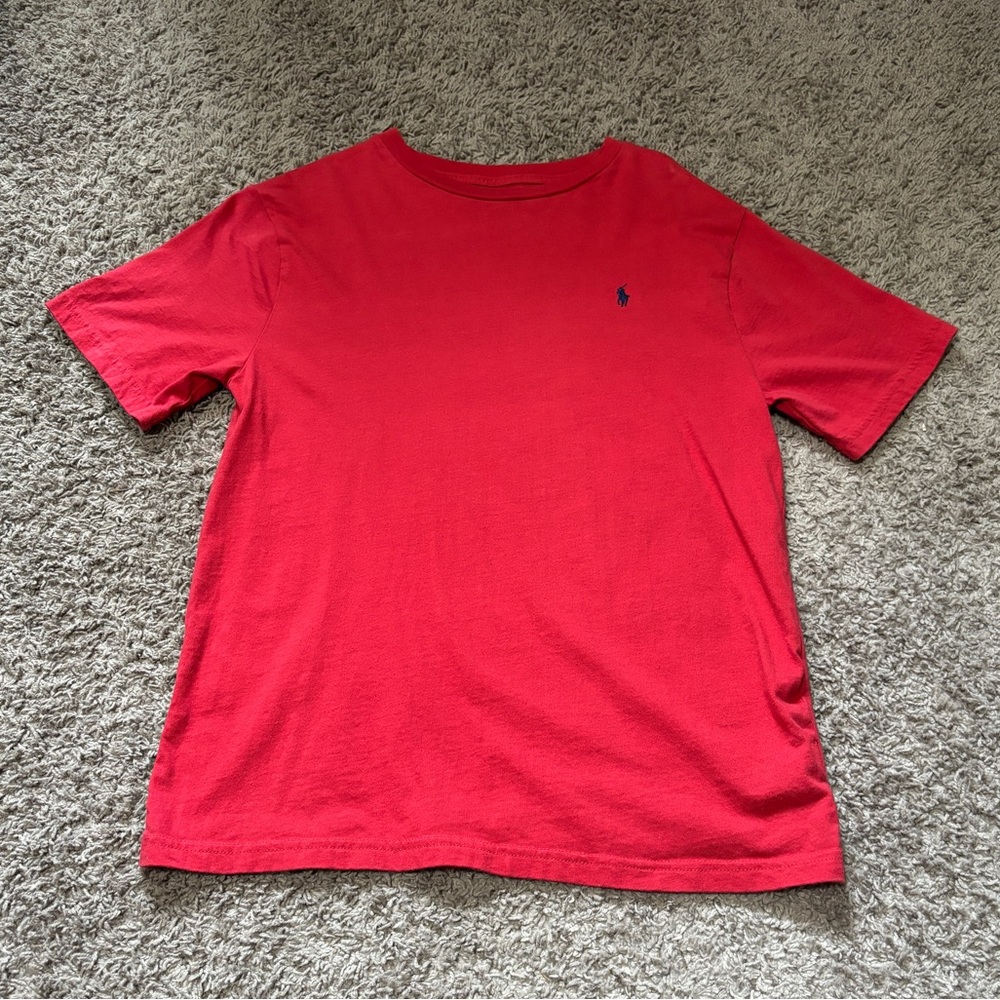 Red polo crew neck t shirt